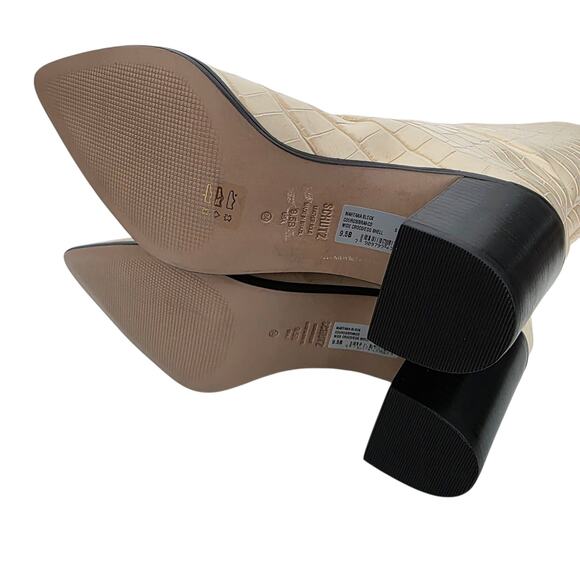 SCHUTZ Cream Beige Pointed Toe Block Heel Knee High Embossed Leather Boots 9.5 - Picture 5 of 8